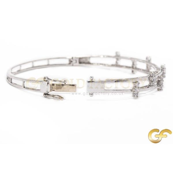 Modern Diamond Bangle With Geometric Accents