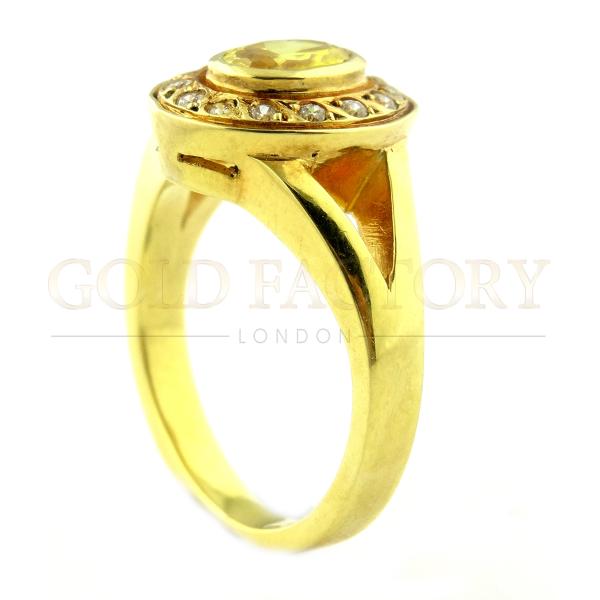 Citrine And Diamond Halo Ring