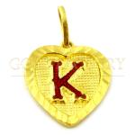 Heart "K" Initial Pendant