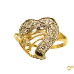 Diamond Heart Motif Gold Ring