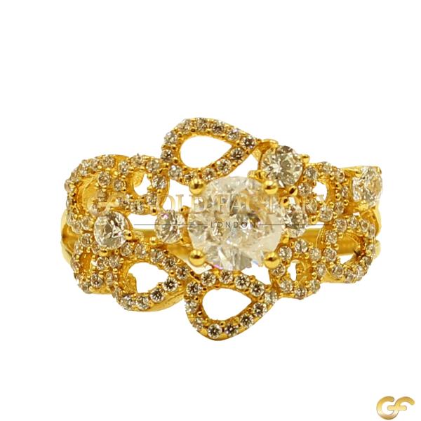 Ornate Diamond Crown Ring