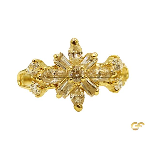 Baguette And Round Diamond Starburst Ring