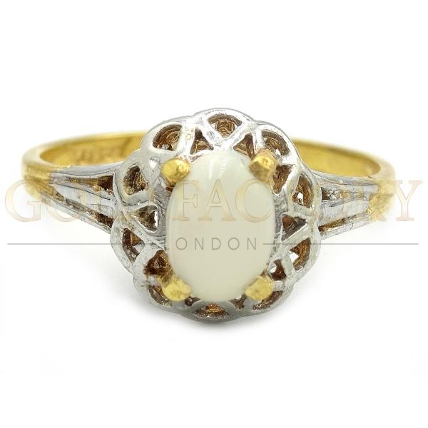 White Opal Filigree Ring