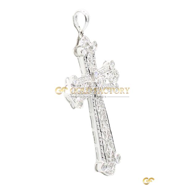 18ct Ornate Diamond Filigree Cross Pendant