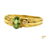  Oval-Cut Green Gemstone Ring