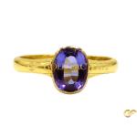 Amethyst-Style Oval Ring