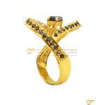 Emerald-Cut Black Cz Ring