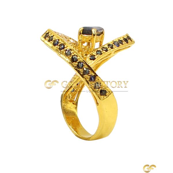 Emerald-Cut Black Cz Ring