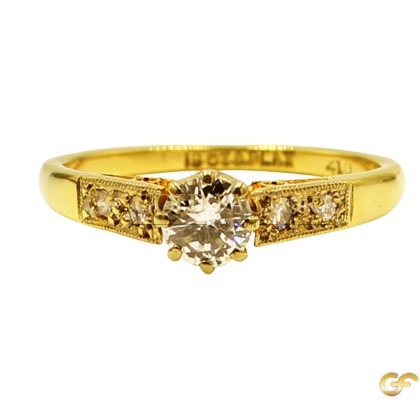 Gold Solitaire Engagement Ring With Cz Stones
