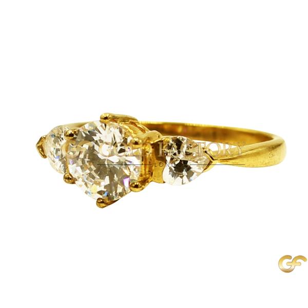  Gold Three-Stone Cz Ring