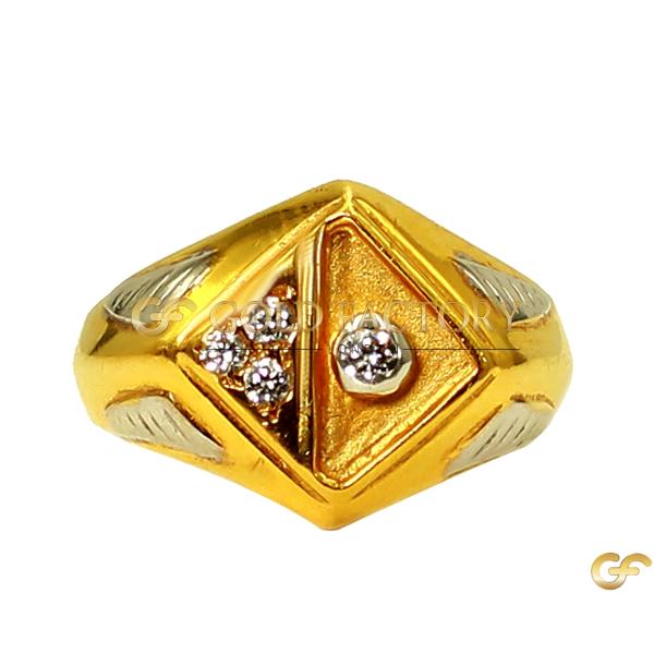  Gold Cz Triangular Ring