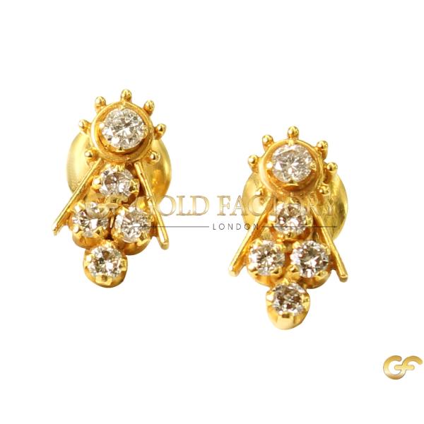  Gold Petite Trio Cz Earrings