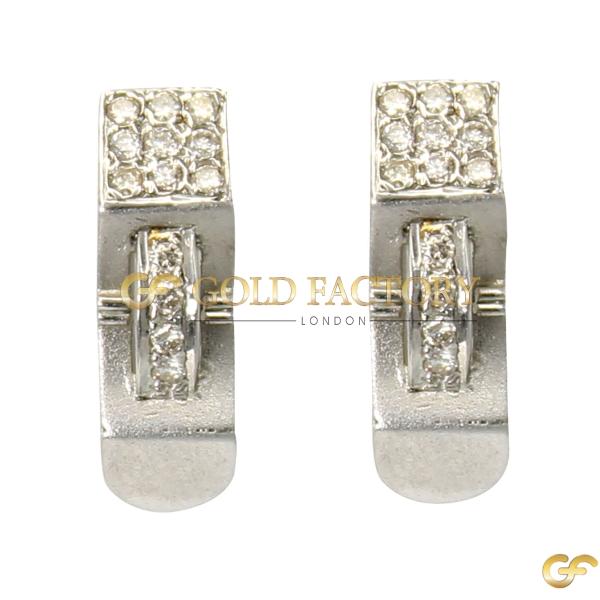  White Gold Cz Huggie Earrings