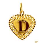  Gold Heart Pendant With Letter D