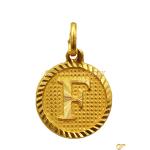  Gold Circular Pendant With Letter F