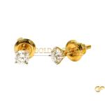 Gold Cz Solitaire Stud Earrings
