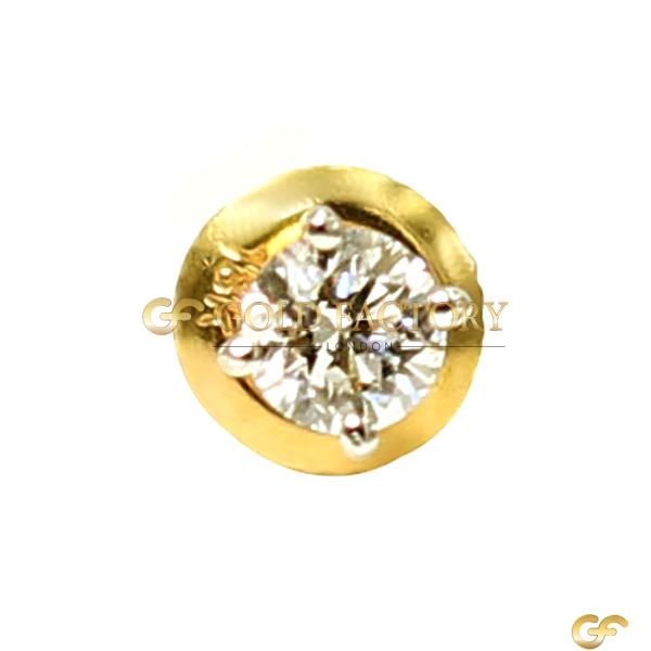 Gold Cz Solitaire Stud Earrings