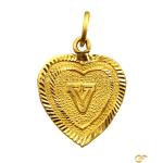 Heart-Shaped "V" Pendant With Engraving