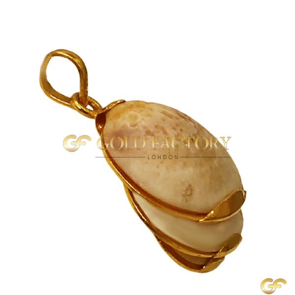 Natural Cowrie Shell Pendant With Gold Frame