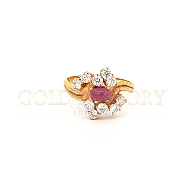 Cluster Pink Oval Ring