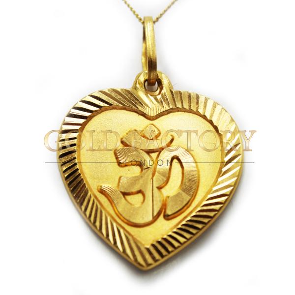 Heart-Shaped Gold Pendant With Om Symbol