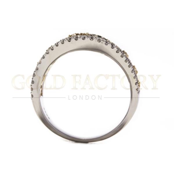 18ct Lattice-Style Yellow And White Diamond Ring